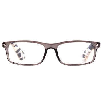 2018 Square Shape Crystal Grey Reading Glasses with Demi Pattern